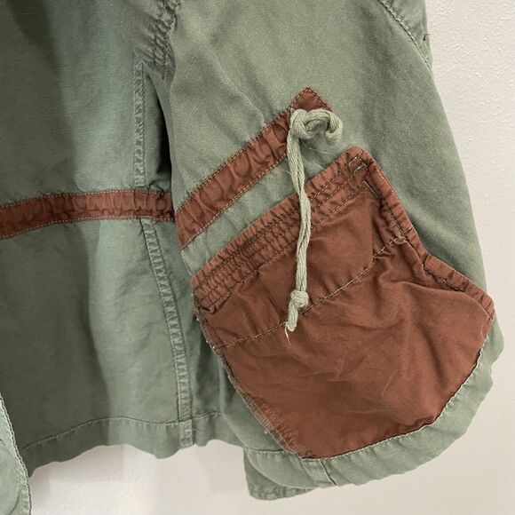GAP Linen Utility Jacket Womens M Military Green Casual Drawstring Snap Coat - Picture 12 of 16
